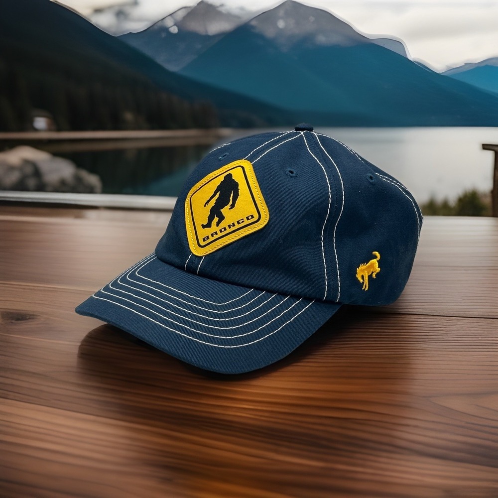 Ford Bronco Sasquatch Blue Denim Contrast Stitch Strapback Hat Cap